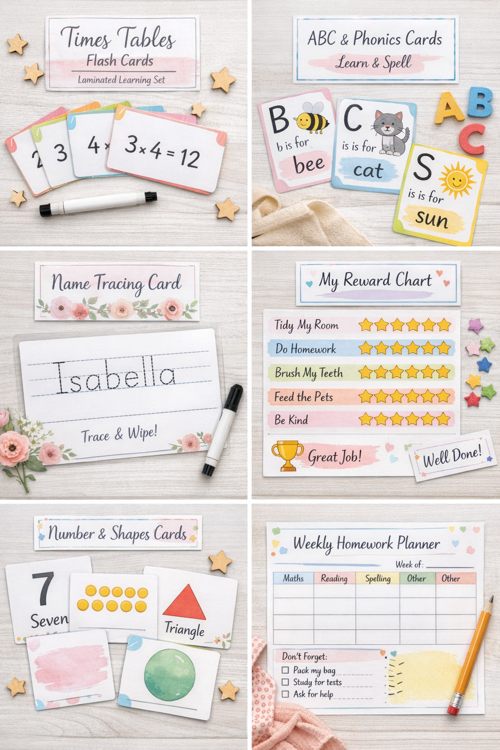 Shape & Color Learning Cards